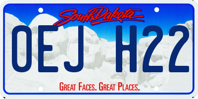 SD license plate 0EJH22
