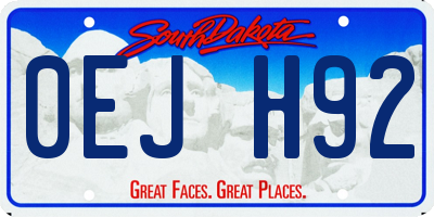 SD license plate 0EJH92