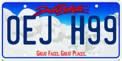 SD license plate 0EJH99