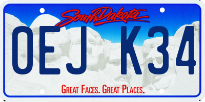 SD license plate 0EJK34