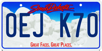 SD license plate 0EJK70