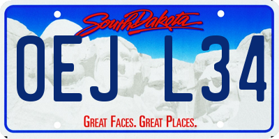 SD license plate 0EJL34
