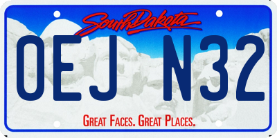 SD license plate 0EJN32
