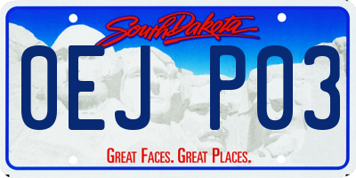 SD license plate 0EJP03