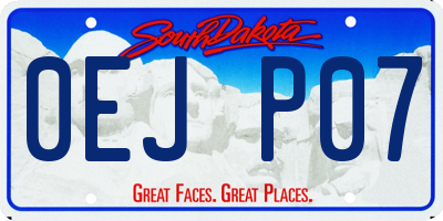 SD license plate 0EJP07
