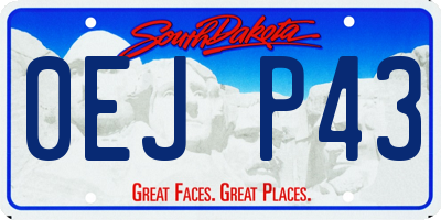SD license plate 0EJP43