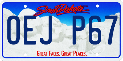 SD license plate 0EJP67