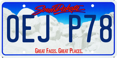 SD license plate 0EJP78