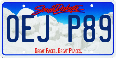 SD license plate 0EJP89