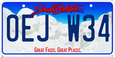 SD license plate 0EJW34