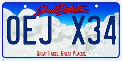 SD license plate 0EJX34