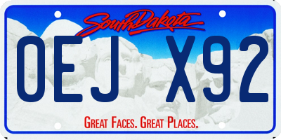 SD license plate 0EJX92