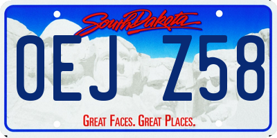 SD license plate 0EJZ58