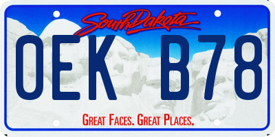 SD license plate 0EKB78