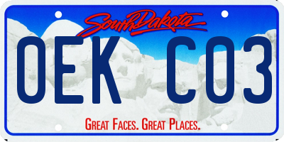 SD license plate 0EKC03