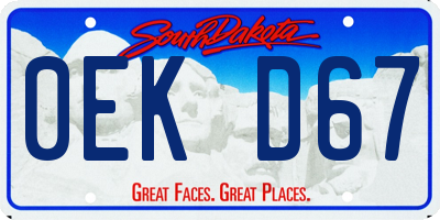 SD license plate 0EKD67