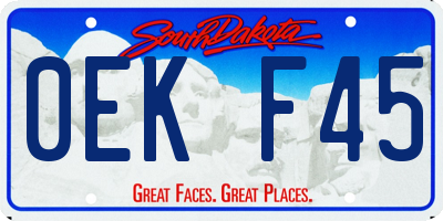SD license plate 0EKF45