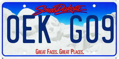 SD license plate 0EKG09