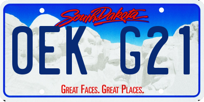 SD license plate 0EKG21