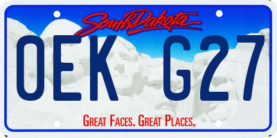 SD license plate 0EKG27
