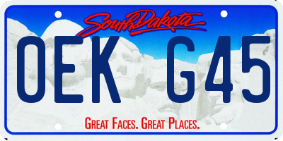 SD license plate 0EKG45