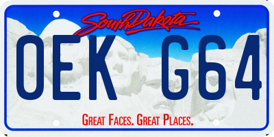 SD license plate 0EKG64