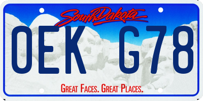 SD license plate 0EKG78