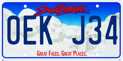 SD license plate 0EKJ34