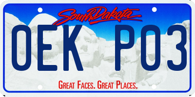 SD license plate 0EKP03