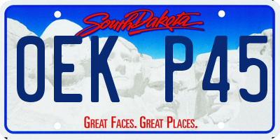 SD license plate 0EKP45
