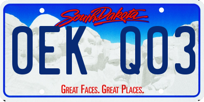 SD license plate 0EKQ03