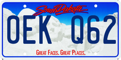 SD license plate 0EKQ62