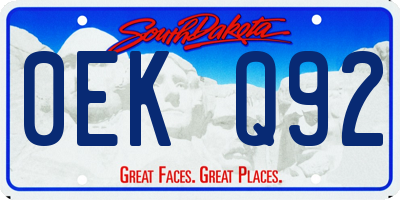 SD license plate 0EKQ92