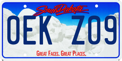 SD license plate 0EKZ09
