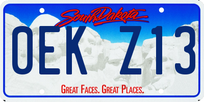 SD license plate 0EKZ13