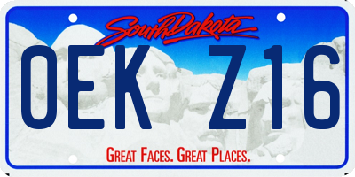 SD license plate 0EKZ16