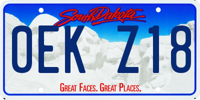 SD license plate 0EKZ18