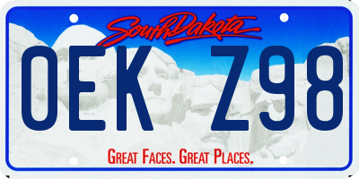 SD license plate 0EKZ98
