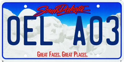 SD license plate 0ELA03