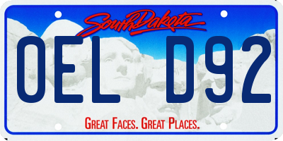 SD license plate 0ELD92