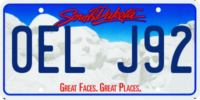 SD license plate 0ELJ92