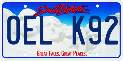 SD license plate 0ELK92