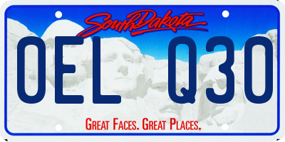 SD license plate 0ELQ30