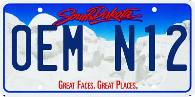 SD license plate 0EMN12