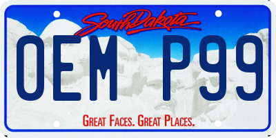 SD license plate 0EMP99