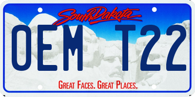 SD license plate 0EMT22
