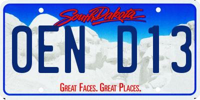 SD license plate 0END13