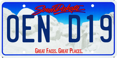 SD license plate 0END19