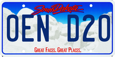 SD license plate 0END20