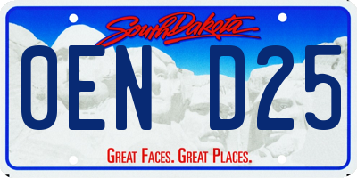 SD license plate 0END25